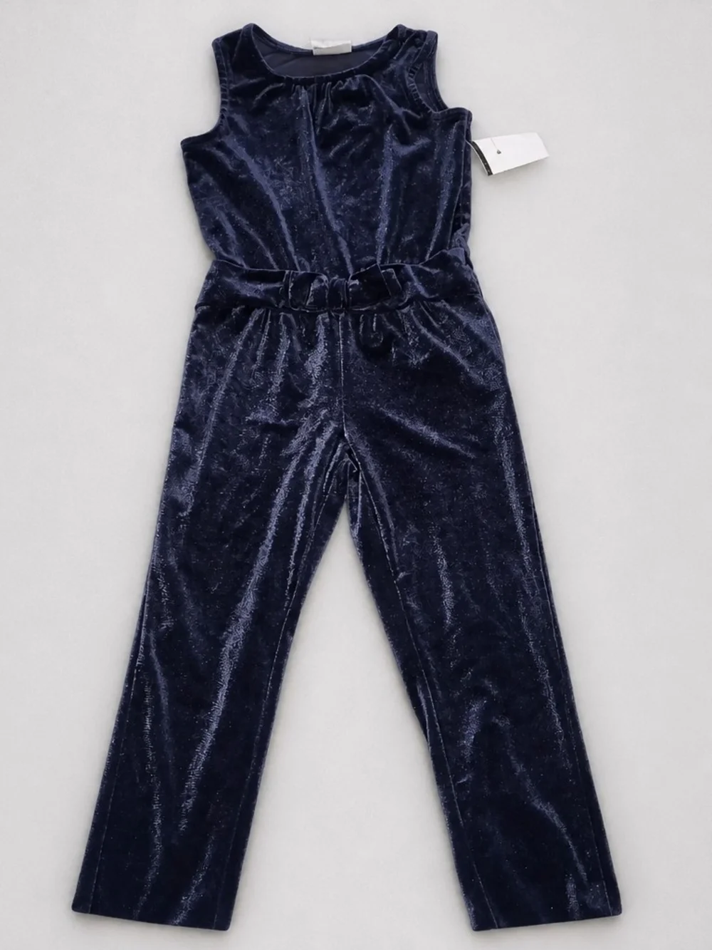 OshKosh B'gosh Girls Velvet Sleeveless Jumpsuit in Deep Purple with Bow